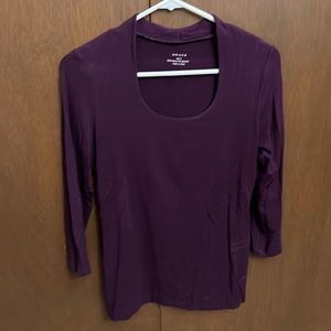 Grace 3/4 length sleeve scoop neck plum shirt